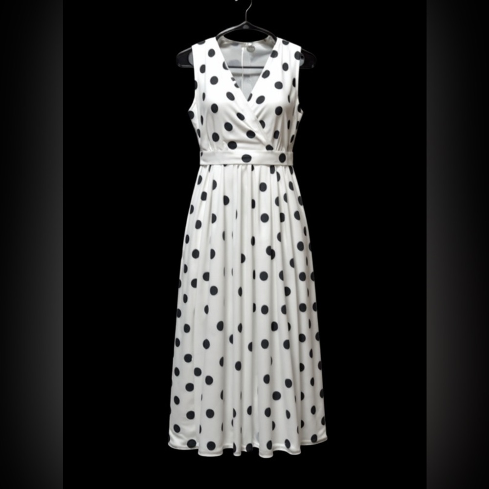 White Polka Dot Sleeveless maxi dress Dress size small brand new